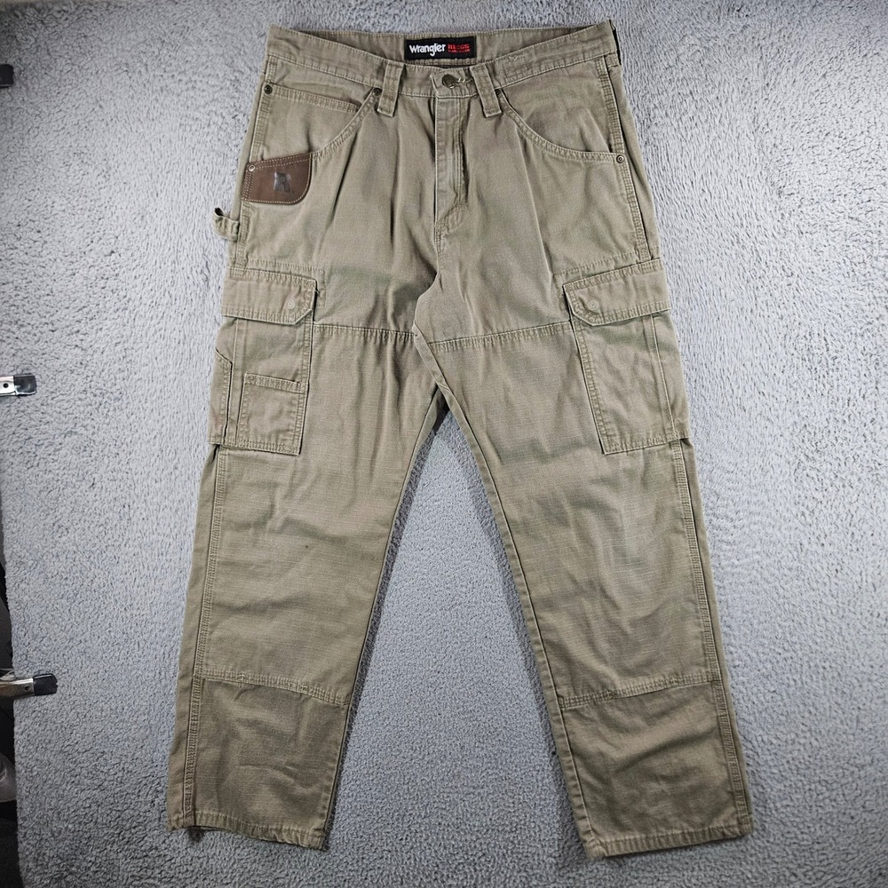 Wrangler Riggs Workwear Mens 33x30 Khaki Ripstop Cargo Pants